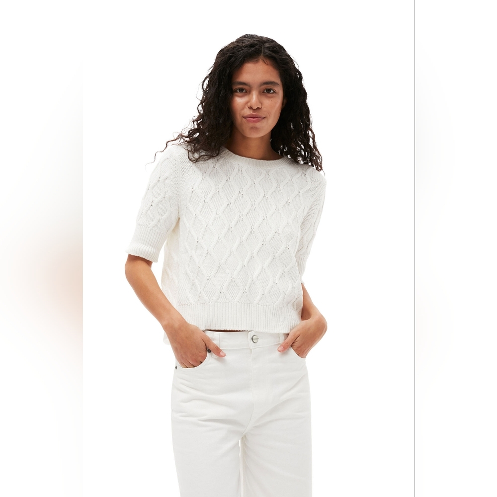 NWT GANNI Cotton Cable Open Back Top size medium